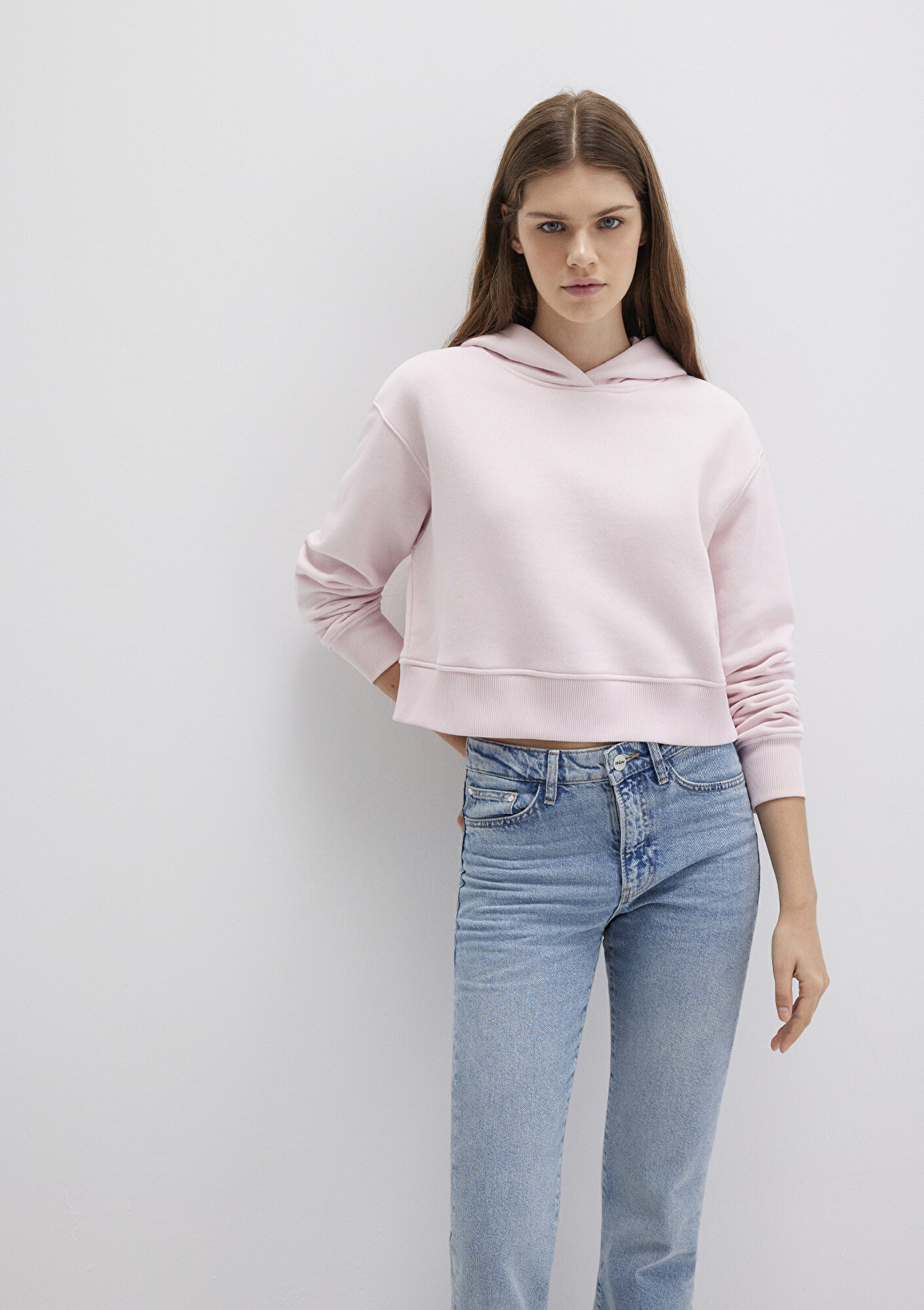  Mavi Kapüşonlu Pembe Sweatshirt 1S10386-71006