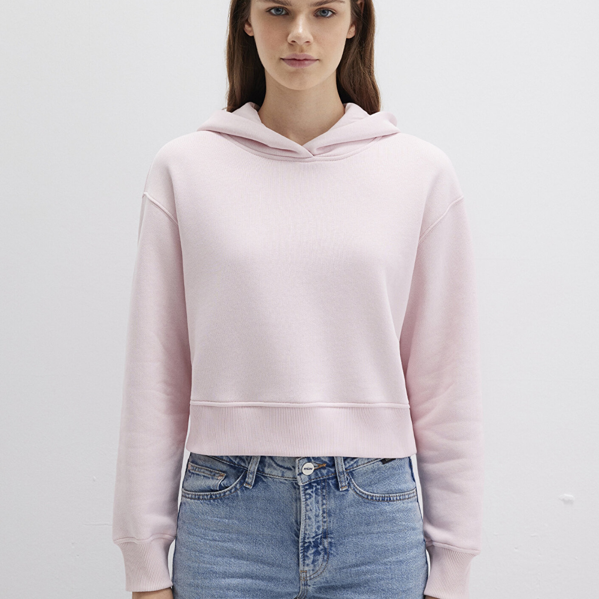 Mavi Kapüşonlu Pembe Sweatshirt 1S10386-71006