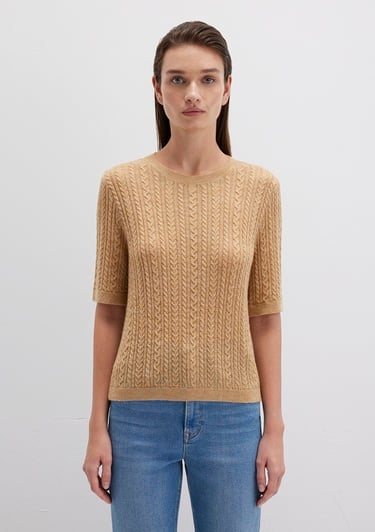  Mavi Kısa Kollu Sarı Kazak Slim Fit / Dar Kesim 1710702-90659