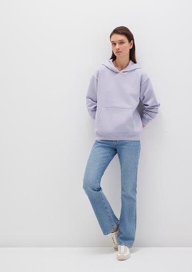  Mavi Kapüşonlu Lila Basic Sweatshirt 167299-70531