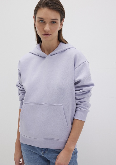  Mavi Kapüşonlu Lila Basic Sweatshirt 167299-70531