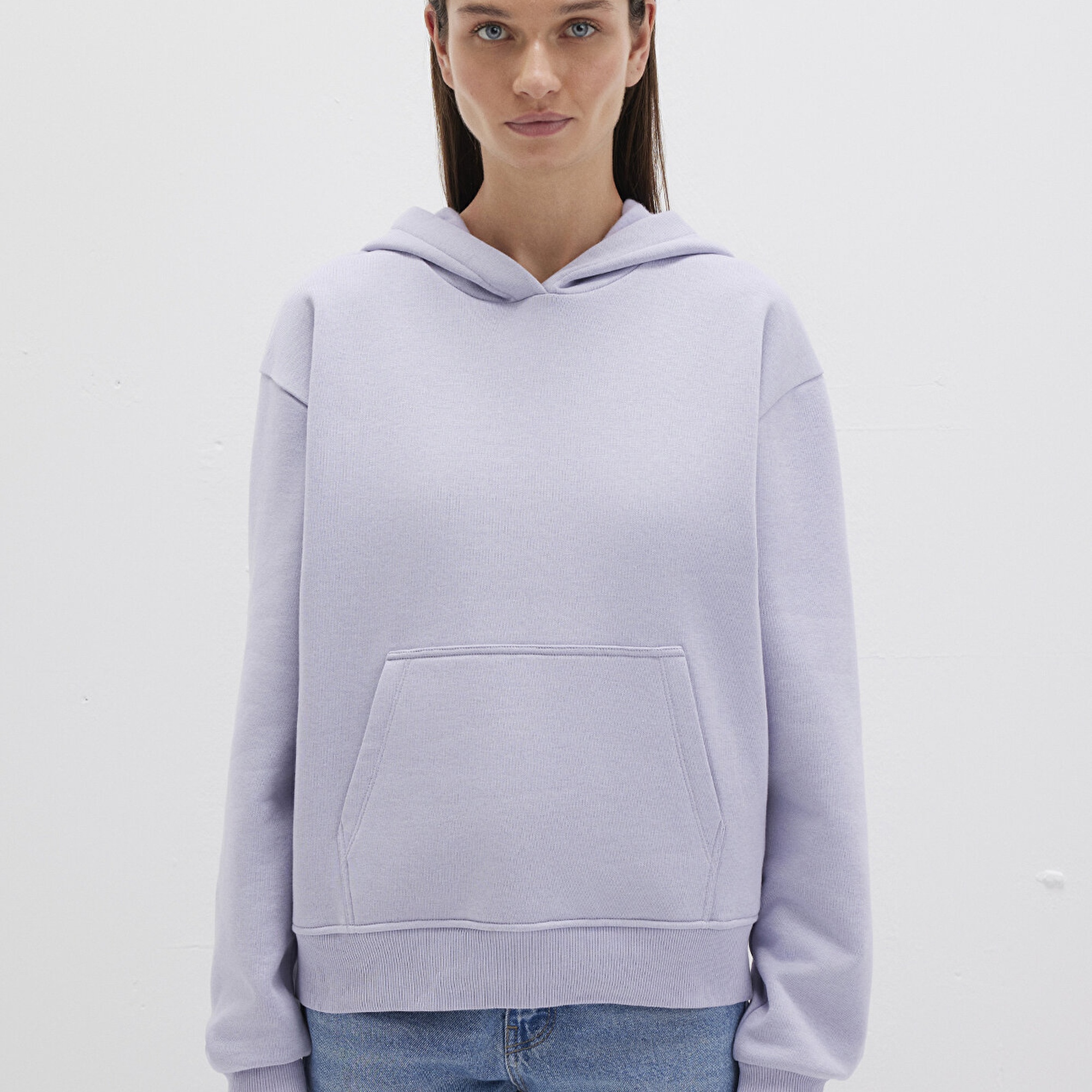 Mavi Kapüşonlu Lila Basic Sweatshirt 167299-70531