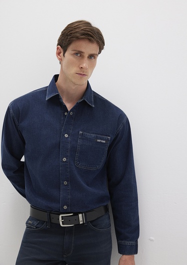  Mavi Aidan Mavi Black Vintage Indigo Mavisi Jean Gömlek Regular Fit / Normal Kesim 0210588-90768