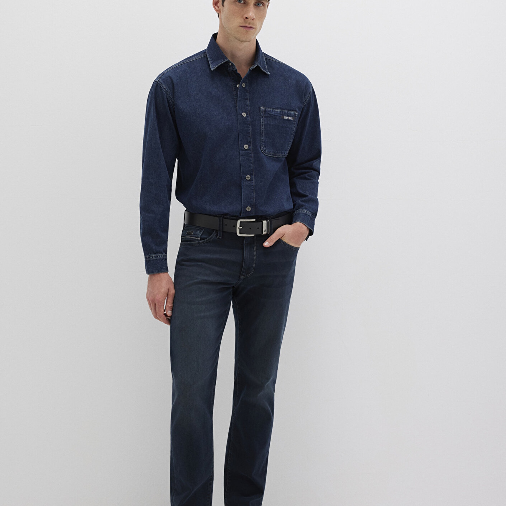 Mavi Aidan Mavi Black Vintage Indigo Mavisi Jean Gömlek Regular Fit / Normal Kesim 0210588-90768