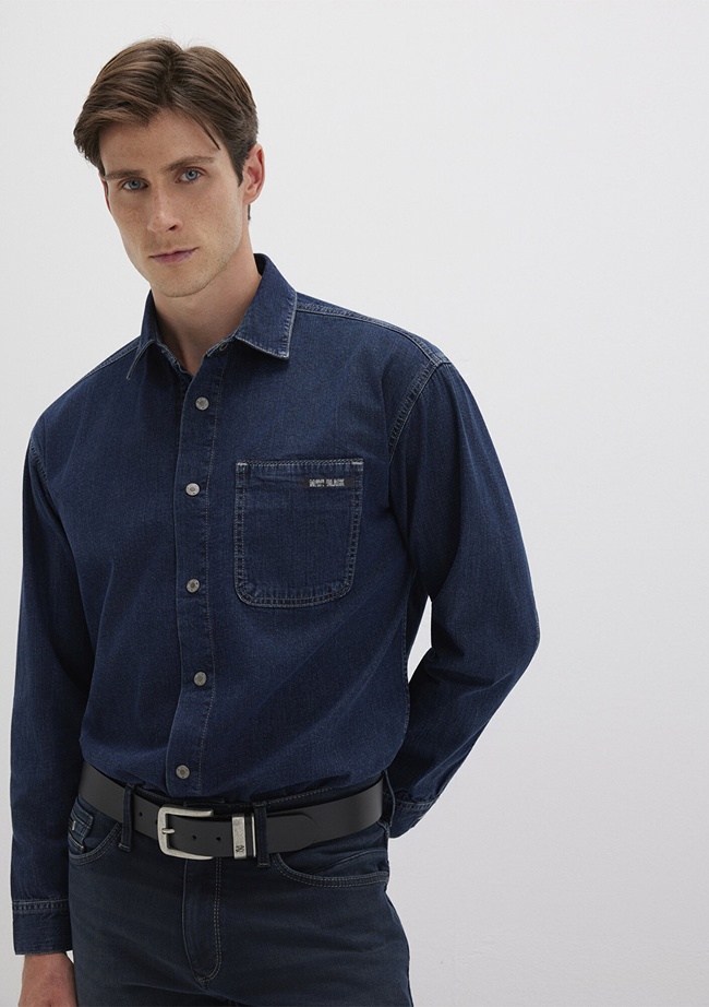  Mavi Aidan Mavi Black Vintage Indigo Mavisi Jean Gömlek Regular Fit / Normal Kesim 0210588-90768