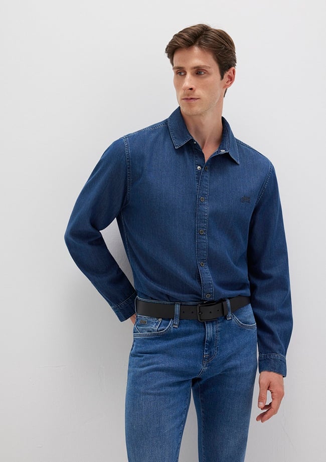  Mavi Roy Lux Black Koyu Indigo Mavisi Jean Gömlek Slim Fit / Dar Kesim 0210496-90767