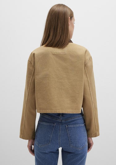  Mavi Kadife Yakalı Kahverengi Ceket Loose Fit / Bol Rahat Kesim 1110739-81388