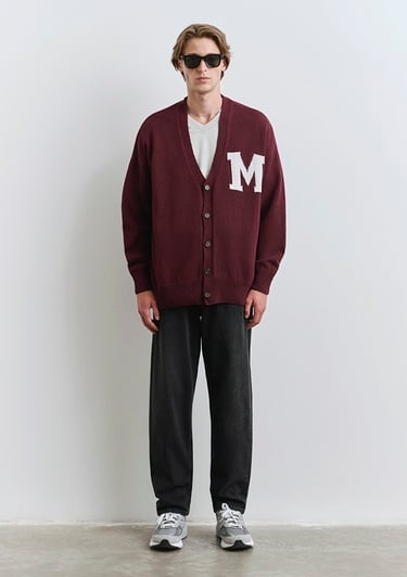  Mavi M Baskılı Bordo Hırka Oversize / Geniş Kesim 0710288-70414