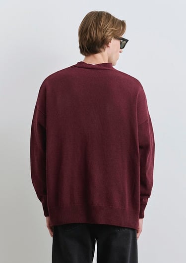  Mavi M Baskılı Bordo Hırka Oversize / Geniş Kesim 0710288-70414