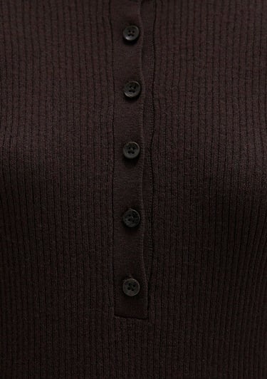  Mavi Düğme Detaylı Kahverengi Kazak Fitted / Vücuda Oturan Kesim 1710730-90704