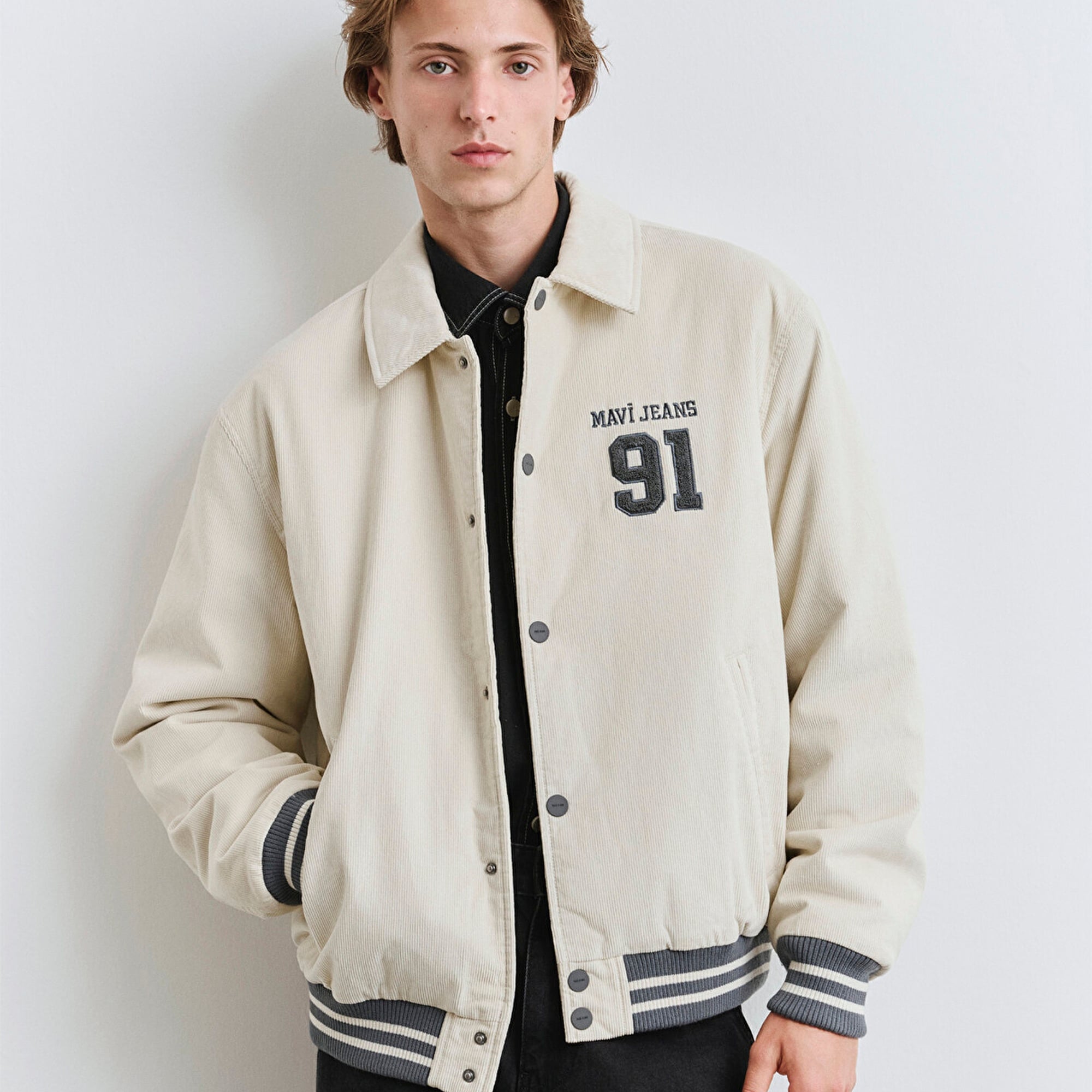 Mavi Mavi Jeans Baskılı Ekru Kolej Ceket 0110722-86411
