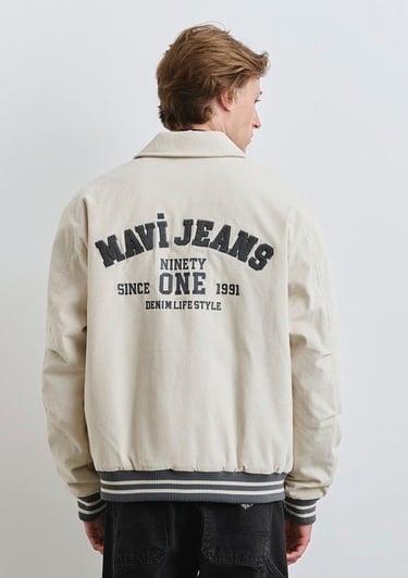  Mavi Mavi Jeans Baskılı Ekru Kolej Ceket 0110722-86411