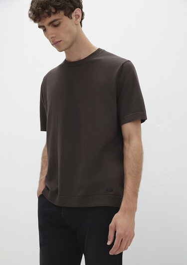  Mavi Kısa Kollu Kahverengi Triko Tişört Regular Fit / Normal Kesim 0710312-70219