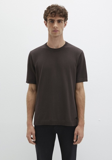  Mavi Kısa Kollu Kahverengi Triko Tişört Regular Fit / Normal Kesim 0710312-70219