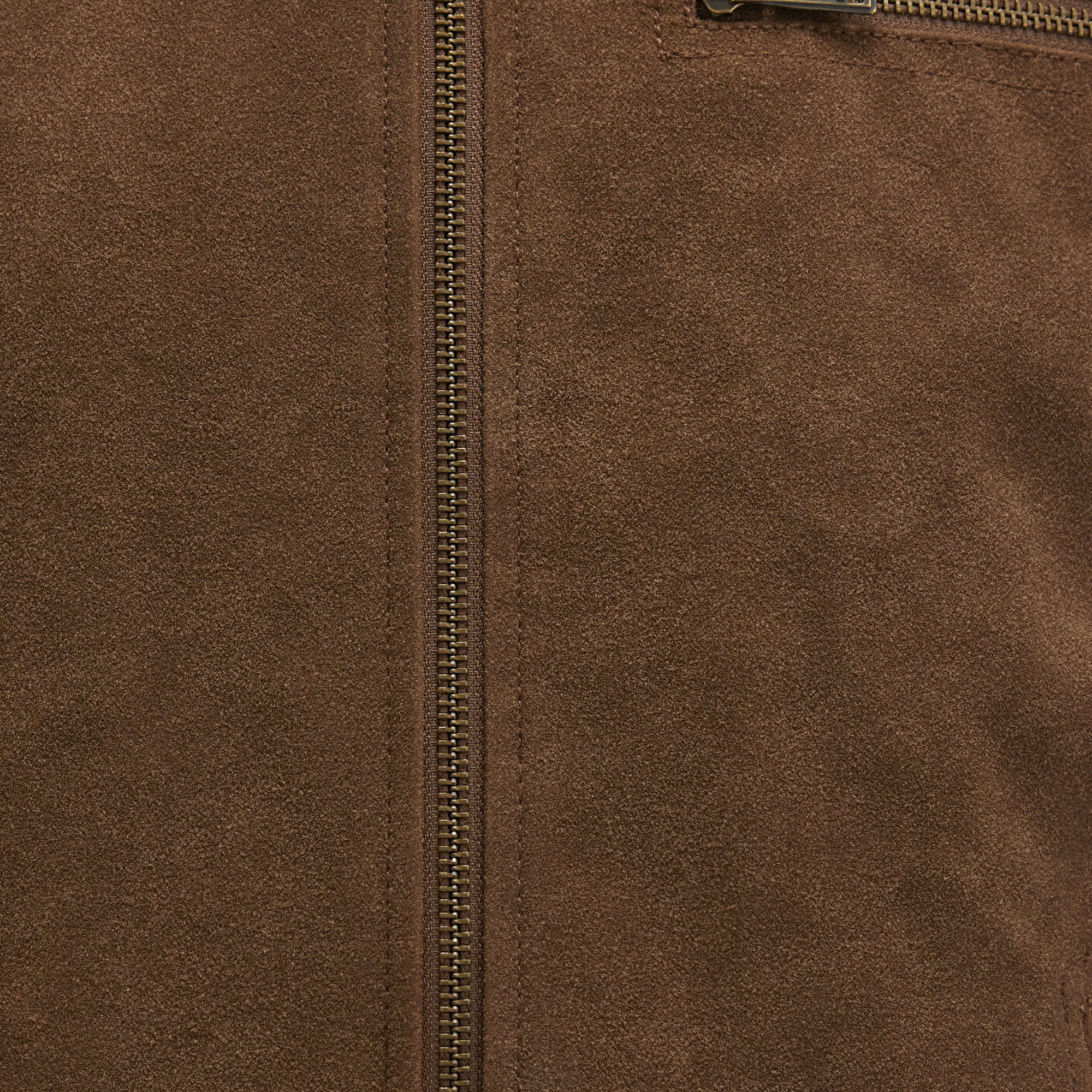 Mavi Yaka Detaylı Kahverengi Suni Süet Ceket Regular Fit / Normal Kesim 0110638-70378