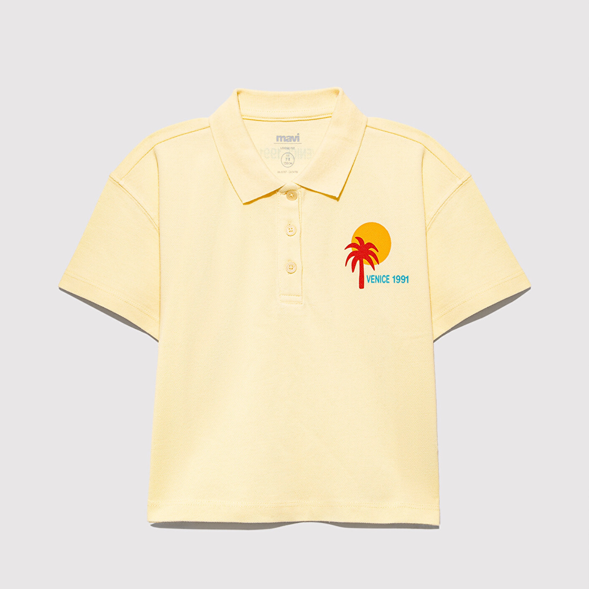 Mavi Venice 1991 Baskılı Sarı Polo Tişört Loose Fit / Bol Rahat Kesim 7610335-89143