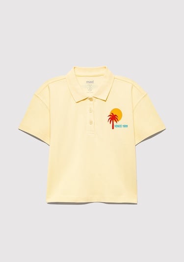  Mavi Venice 1991 Baskılı Sarı Polo Tişört Loose Fit / Bol Rahat Kesim 7610335-89143