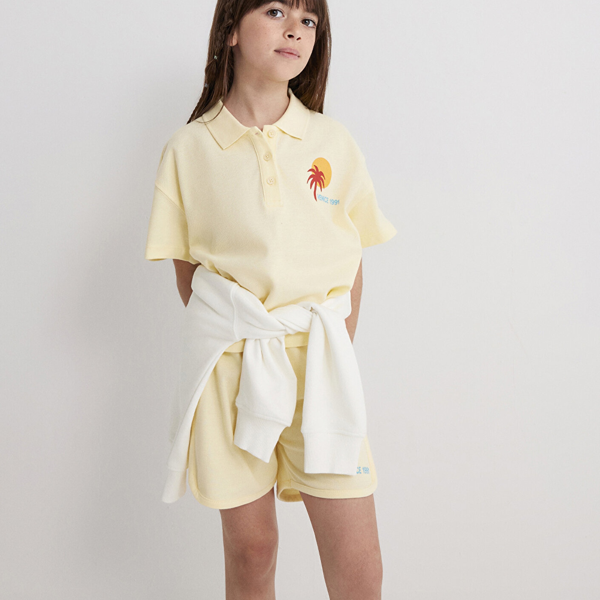 Mavi Venice 1991 Baskılı Sarı Polo Tişört Loose Fit / Bol Rahat Kesim 7610335-89143