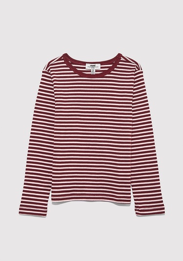  Mavi Çizgili Basic Tişört Fitted / Vücuda Oturan Kesim 7610351-88614