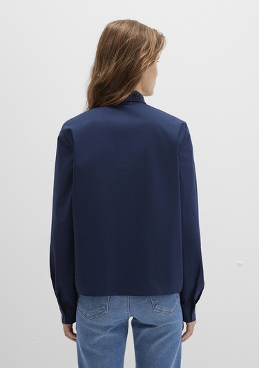  Mavi Nakışlı Şerit Detaylı Lacivert Gömlek Regular Fit / Normal Kesim 1211174-82318