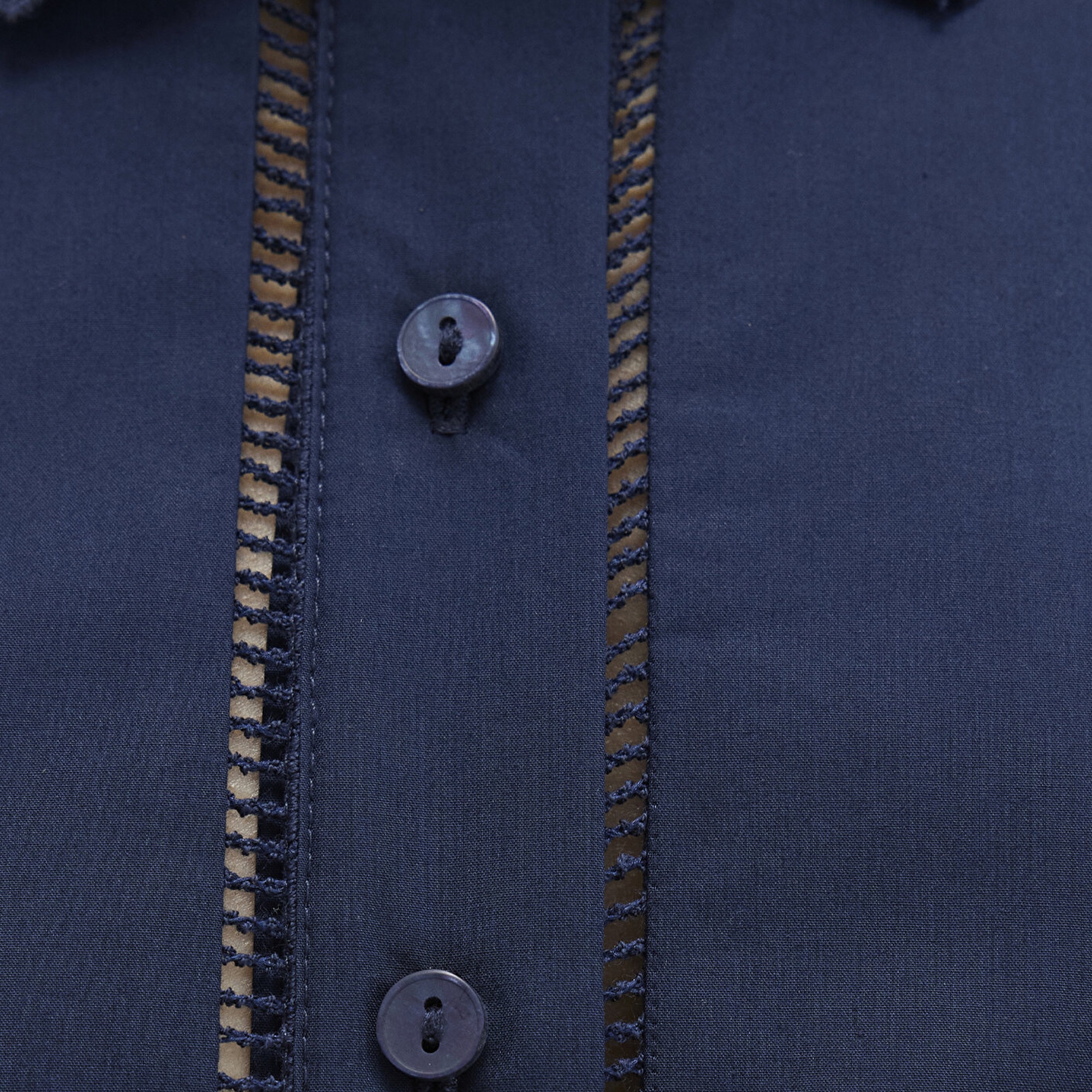 Mavi Nakışlı Şerit Detaylı Lacivert Gömlek Regular Fit / Normal Kesim 1211174-82318