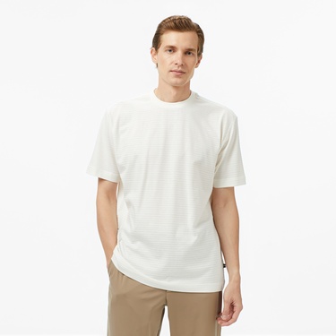  Nautica Erkek Krem Regular Fit Çizgili T-Shirt
