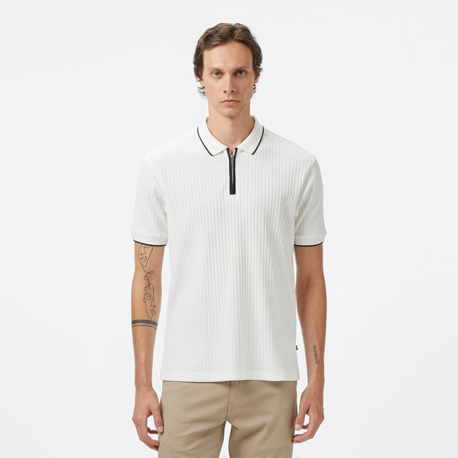  Nautica Erkek Beyaz Classic Fit Polo Yaka T-Shirt