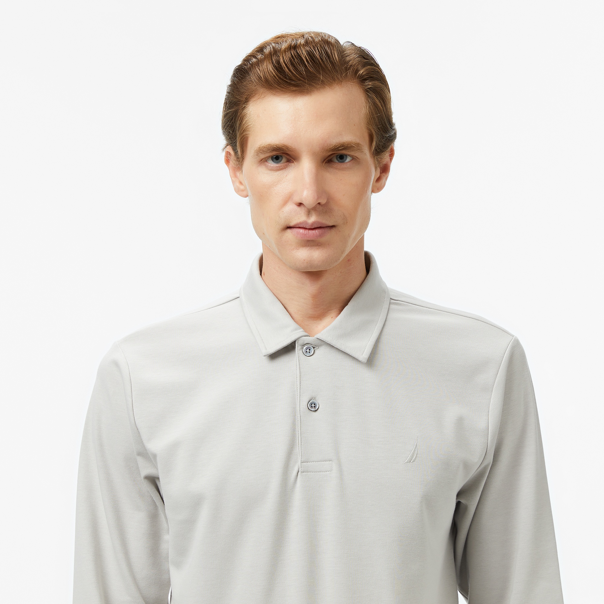 Nautica Erkek Gri Classic Fit Uzun Kollu Polo Yaka T-Shirt
