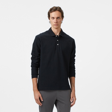  Nautica Erkek Siyah Classic Fit Uzun Kollu Polo Yaka T-Shirt