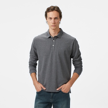  Nautica Erkek Gri Classic Fit Uzun Kollu Polo Yaka T-Shirt