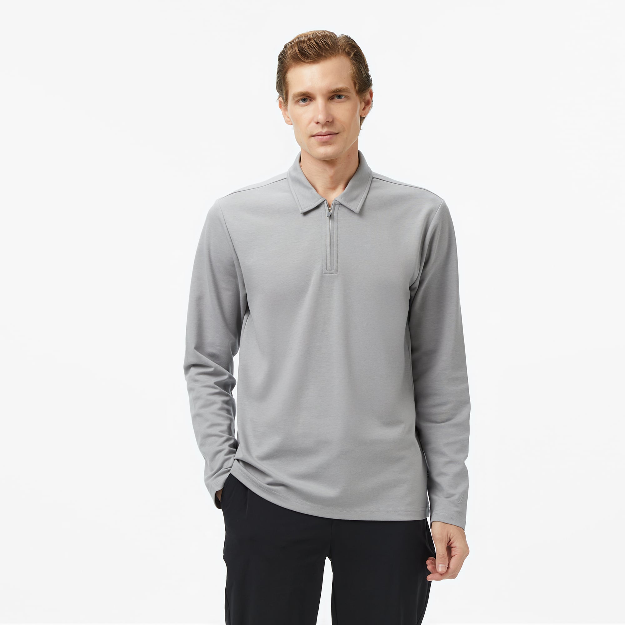  Nautica Erkek Gri Classic Fit Uzun Kollu Polo Yaka T-Shirt