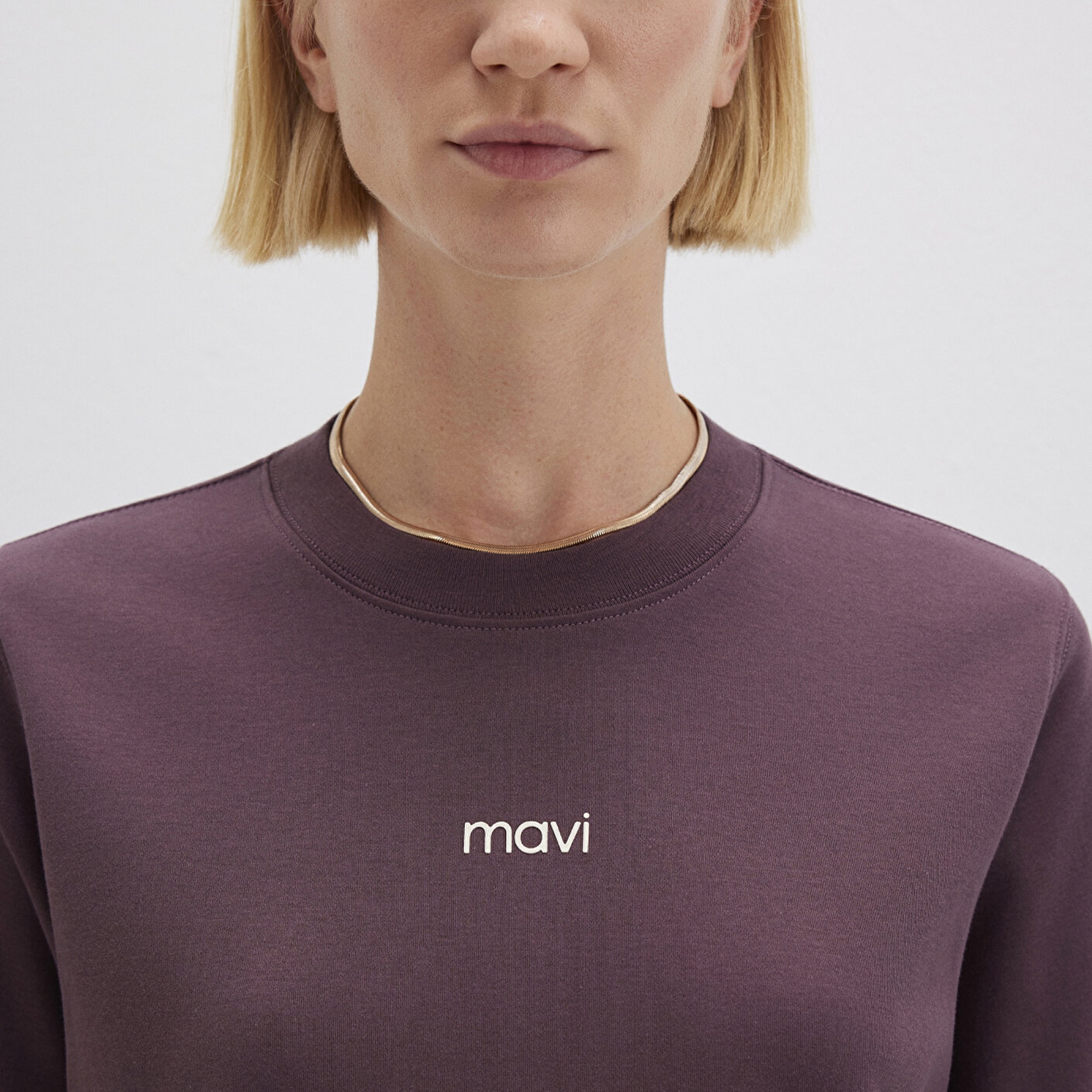 Mavi Logo Baskılı Bordo Tişört Loose Fit / Bol Rahat Kesim 1612829-70260