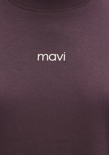  Mavi Logo Baskılı Bordo Tişört Loose Fit / Bol Rahat Kesim 1612829-70260