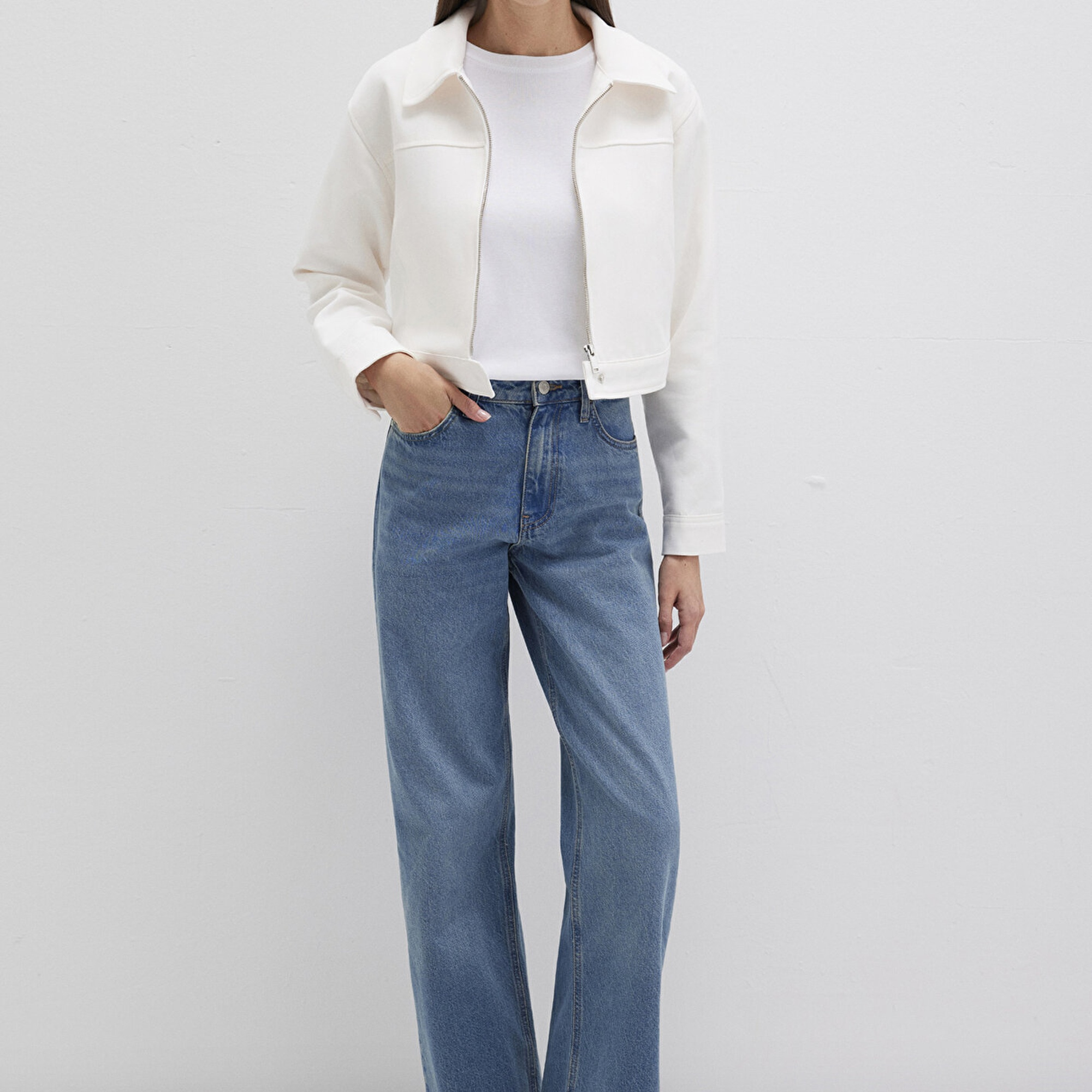 Mavi Ekru Ceket Fitted / Vücuda Oturan Kesim 1110770-70057