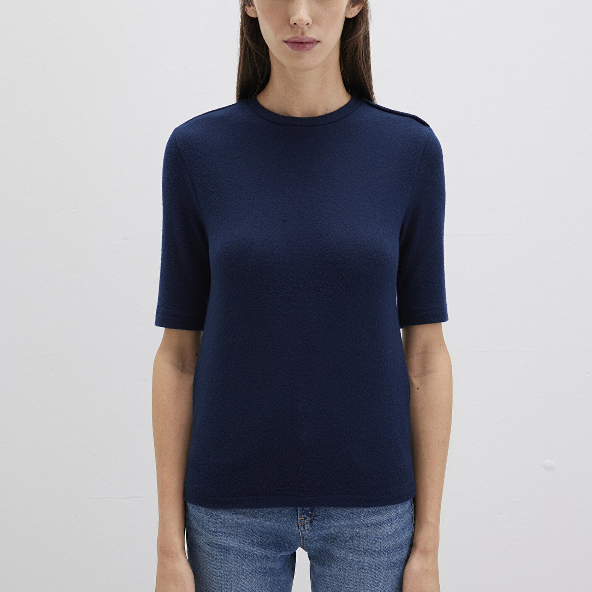 Mavi Lacivert Tişört Fitted / Vücuda Oturan Kesim 1613332-82318