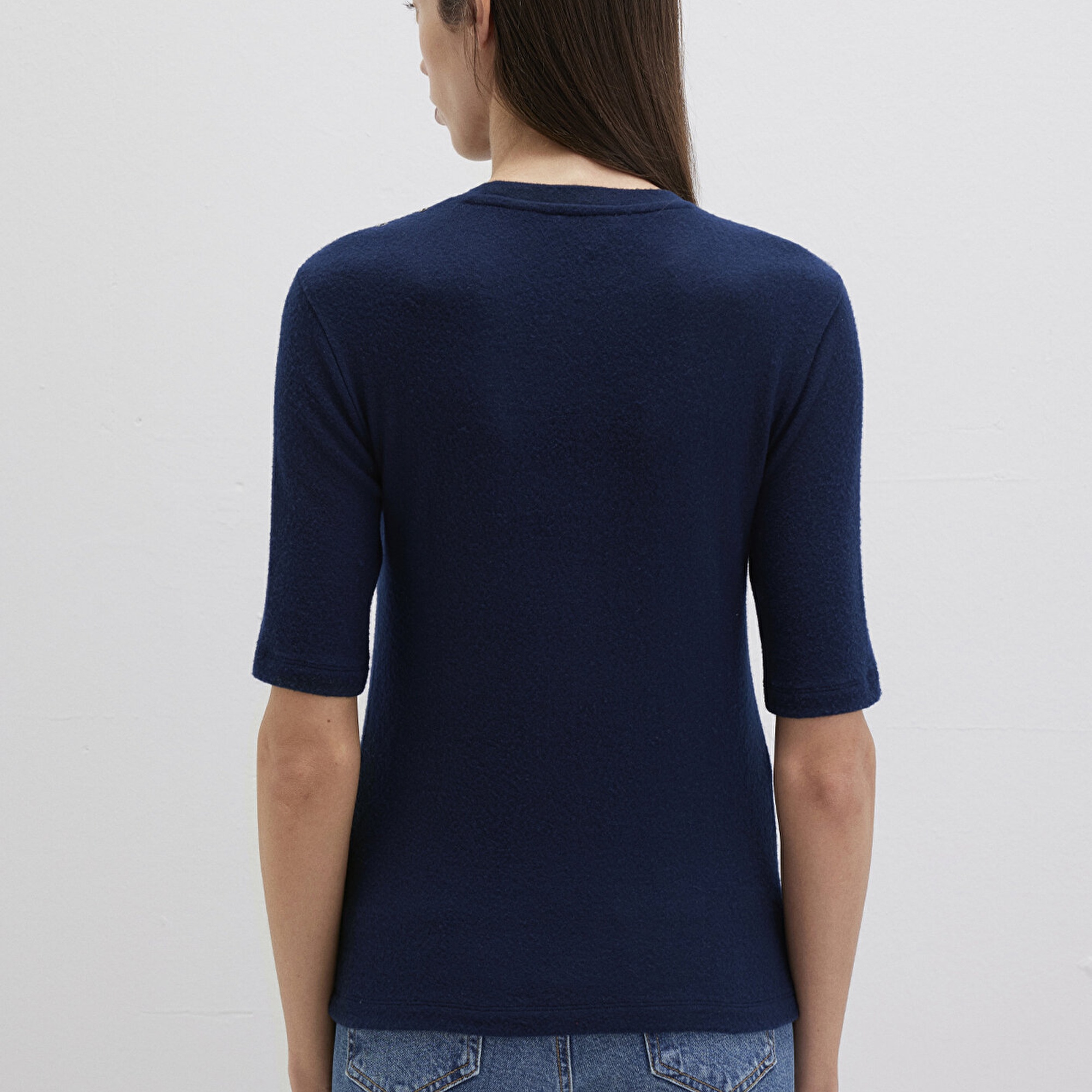 Mavi Lacivert Tişört Fitted / Vücuda Oturan Kesim 1613332-82318