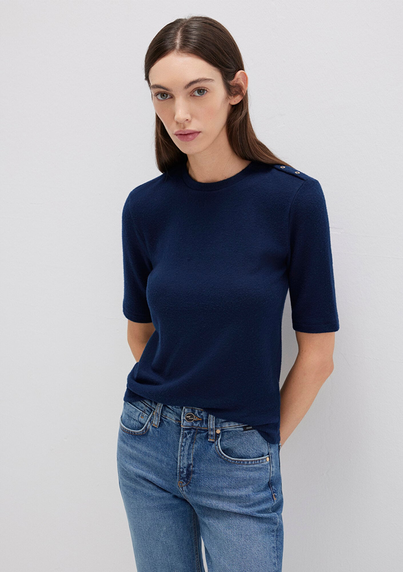  Mavi Lacivert Tişört Fitted / Vücuda Oturan Kesim 1613332-82318