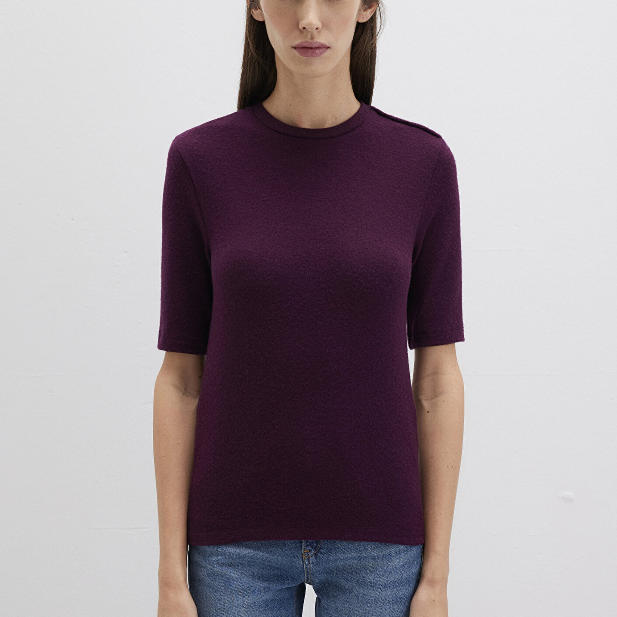 Mavi Bordo Tişört Fitted / Vücuda Oturan Kesim 1613332-70394