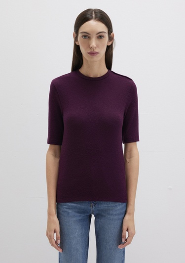  Mavi Bordo Tişört Fitted / Vücuda Oturan Kesim 1613332-70394