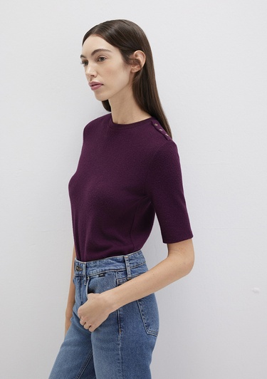  Mavi Bordo Tişört Fitted / Vücuda Oturan Kesim 1613332-70394