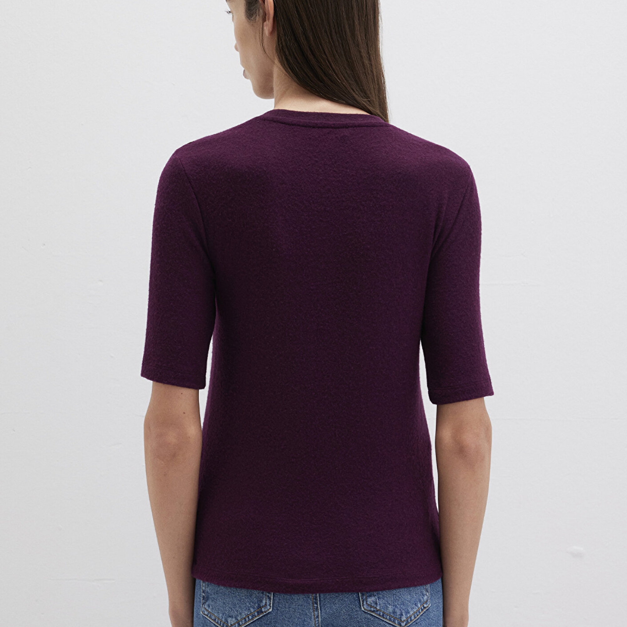 Mavi Bordo Tişört Fitted / Vücuda Oturan Kesim 1613332-70394