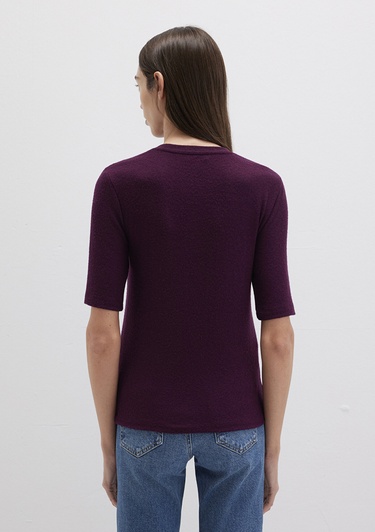  Mavi Bordo Tişört Fitted / Vücuda Oturan Kesim 1613332-70394