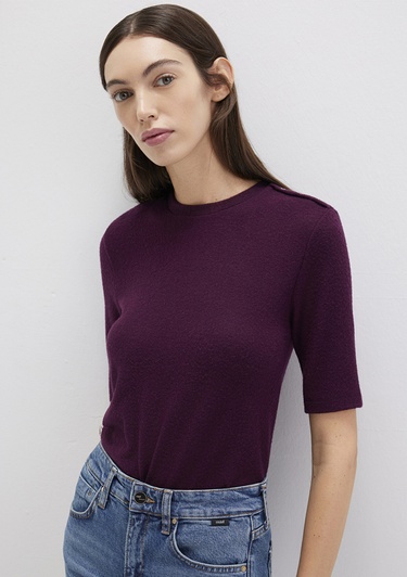  Mavi Bordo Tişört Fitted / Vücuda Oturan Kesim 1613332-70394