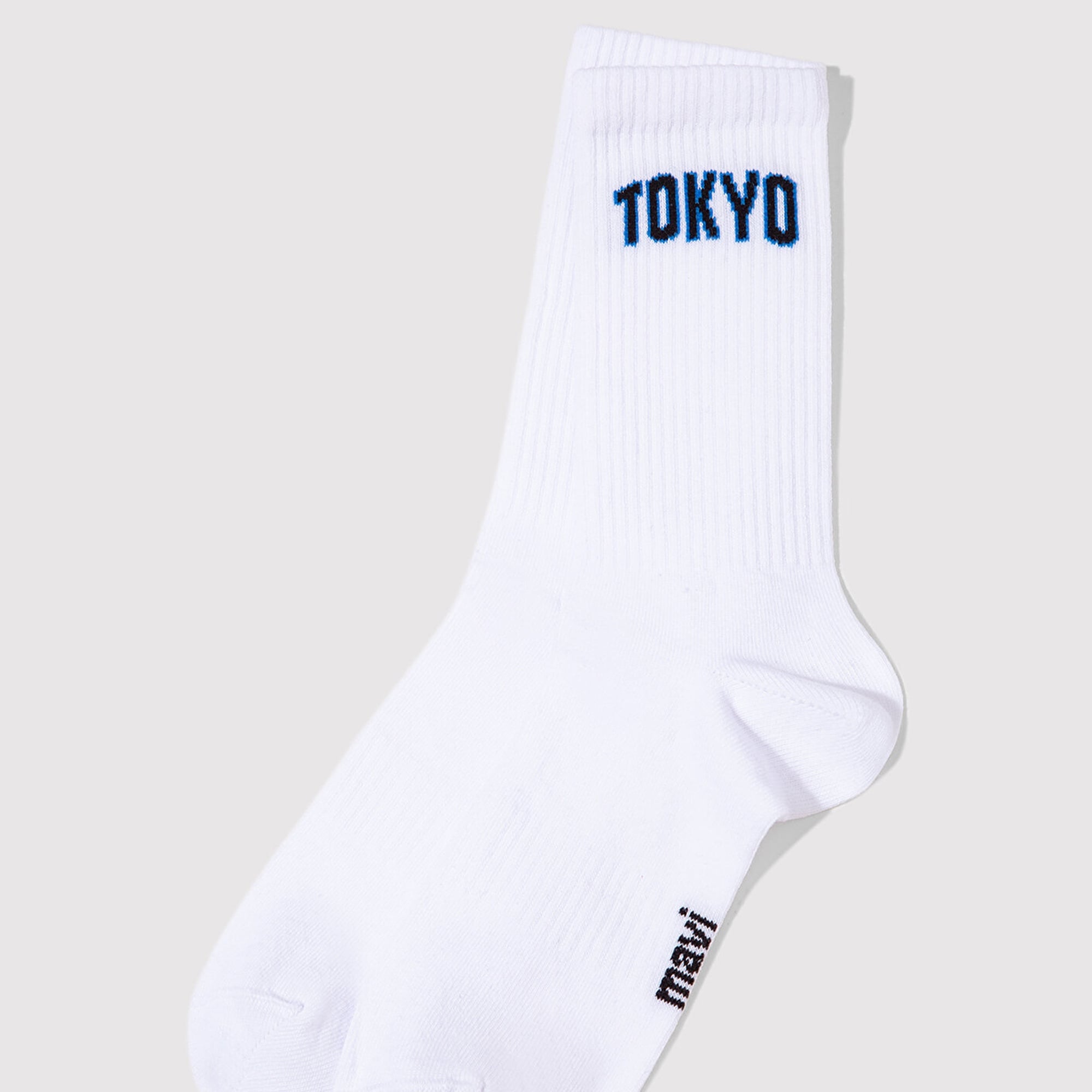 Mavi Tokyo Baskılı Beyaz Soket Çorap 0911967-620