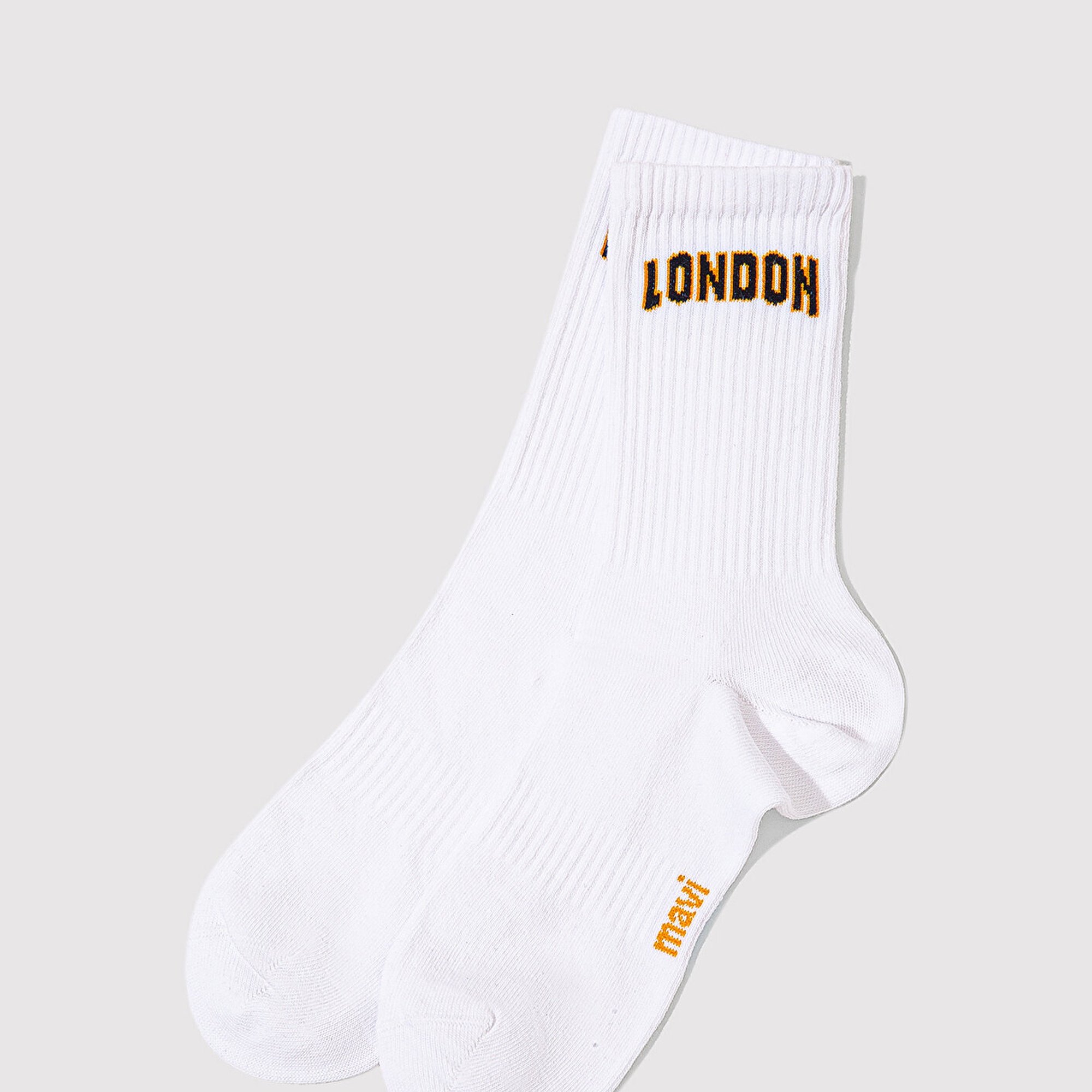 Mavi London Baskılı Beyaz Soket Çorap 0911968-620