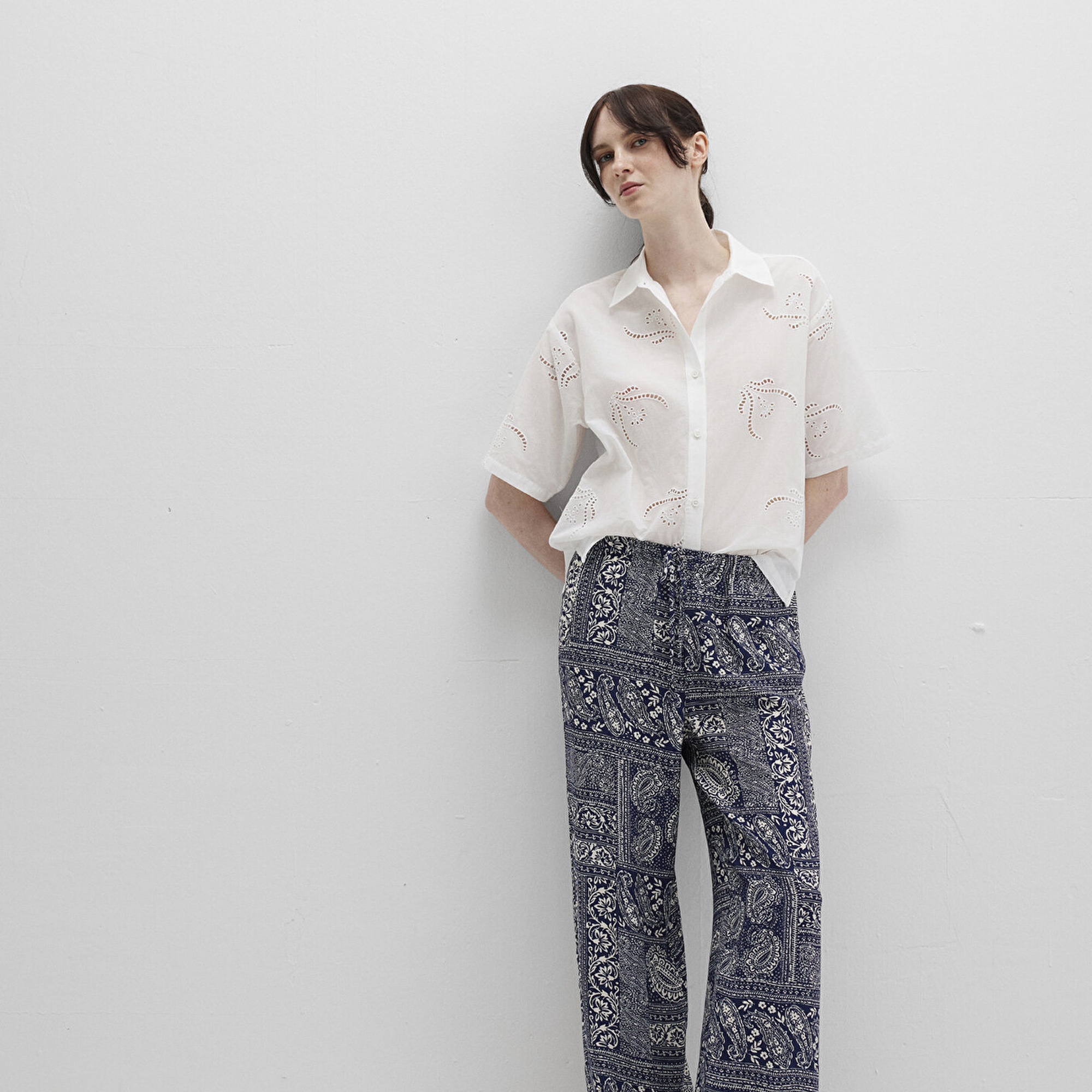 Mavi Etnik Baskılı Lacivert Pantolon 1011123-90738