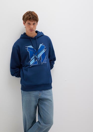  Mavi M Logo Baskılı Kapüşonlu Lacivert Sweatshirt 0S10106-89353