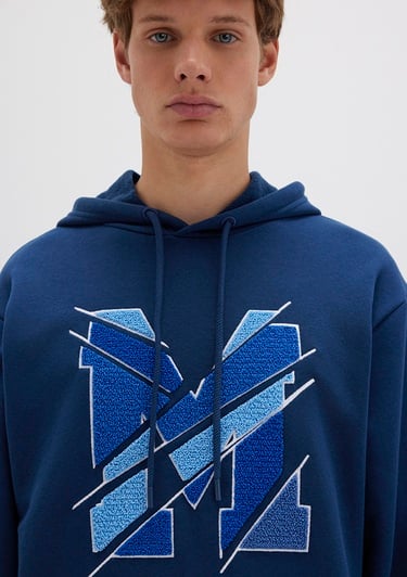  Mavi M Logo Baskılı Kapüşonlu Lacivert Sweatshirt 0S10106-89353