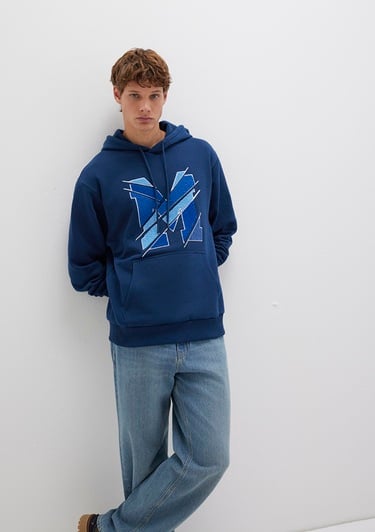  Mavi M Logo Baskılı Kapüşonlu Lacivert Sweatshirt 0S10106-89353