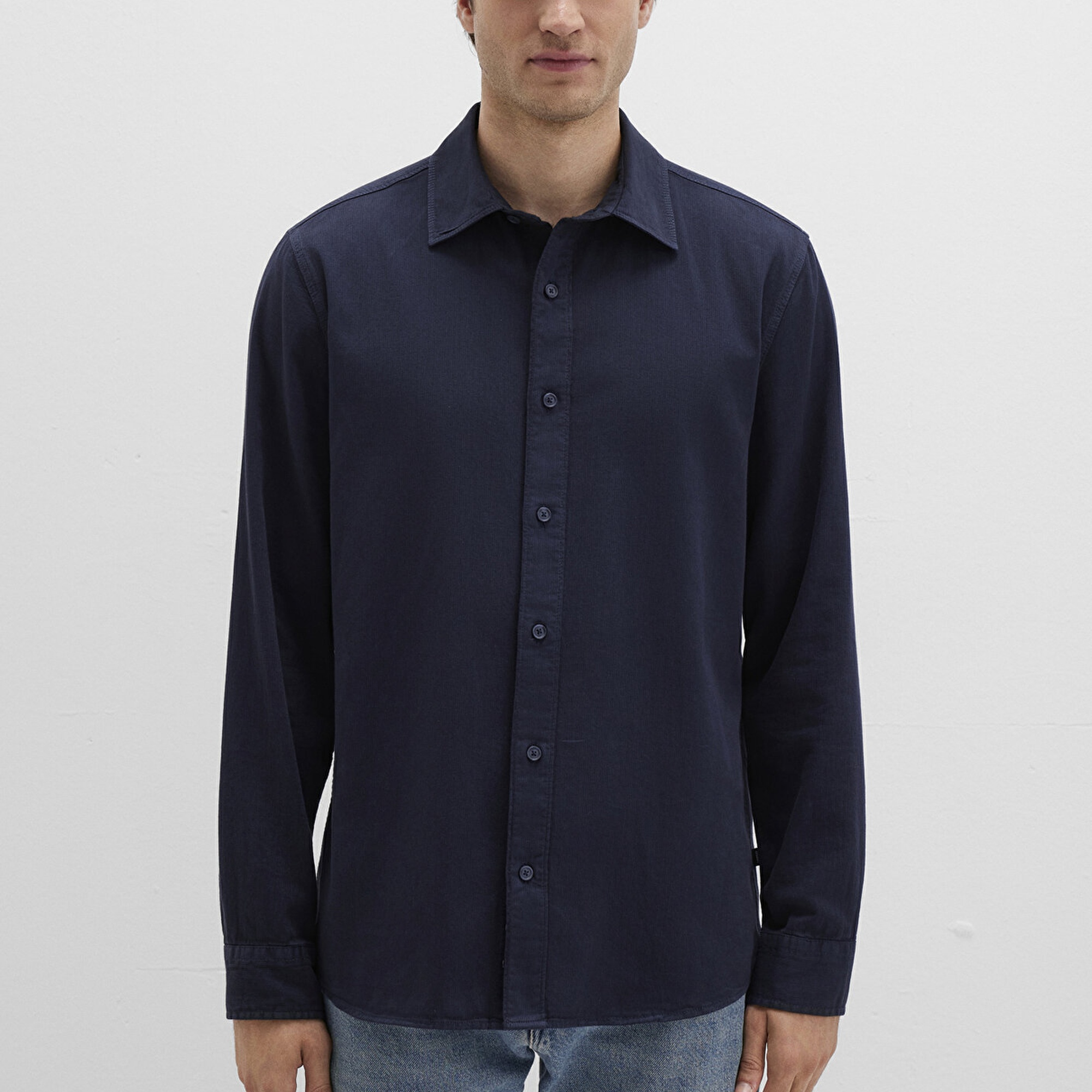 Mavi Keten Karışımlı Lacivert Gömlek Regular Fit / Normal Kesim 0211641-82183